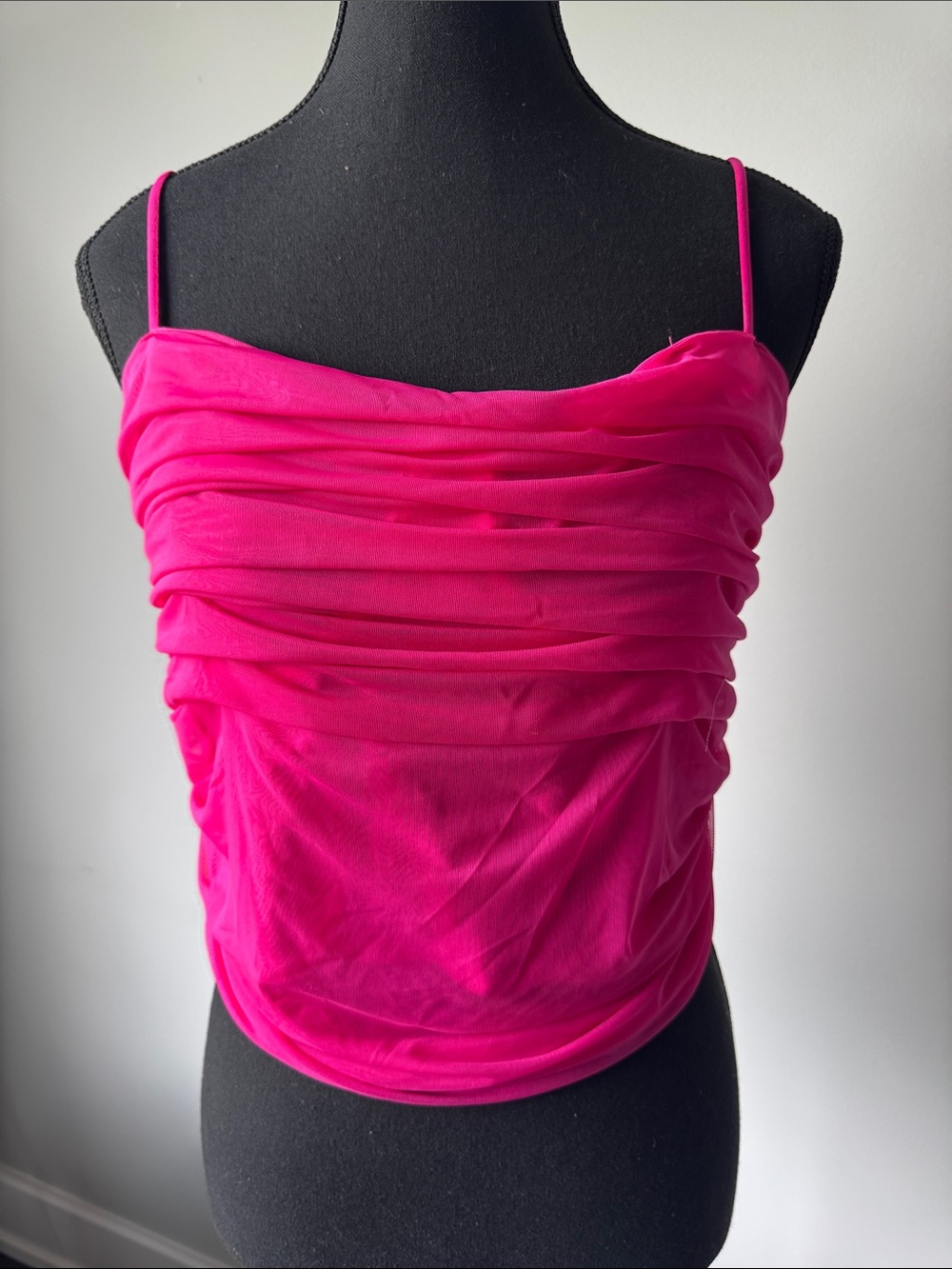 Hot Pink Ruched Cami Tank Top